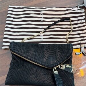 Henri bendel clutch black snakeskin